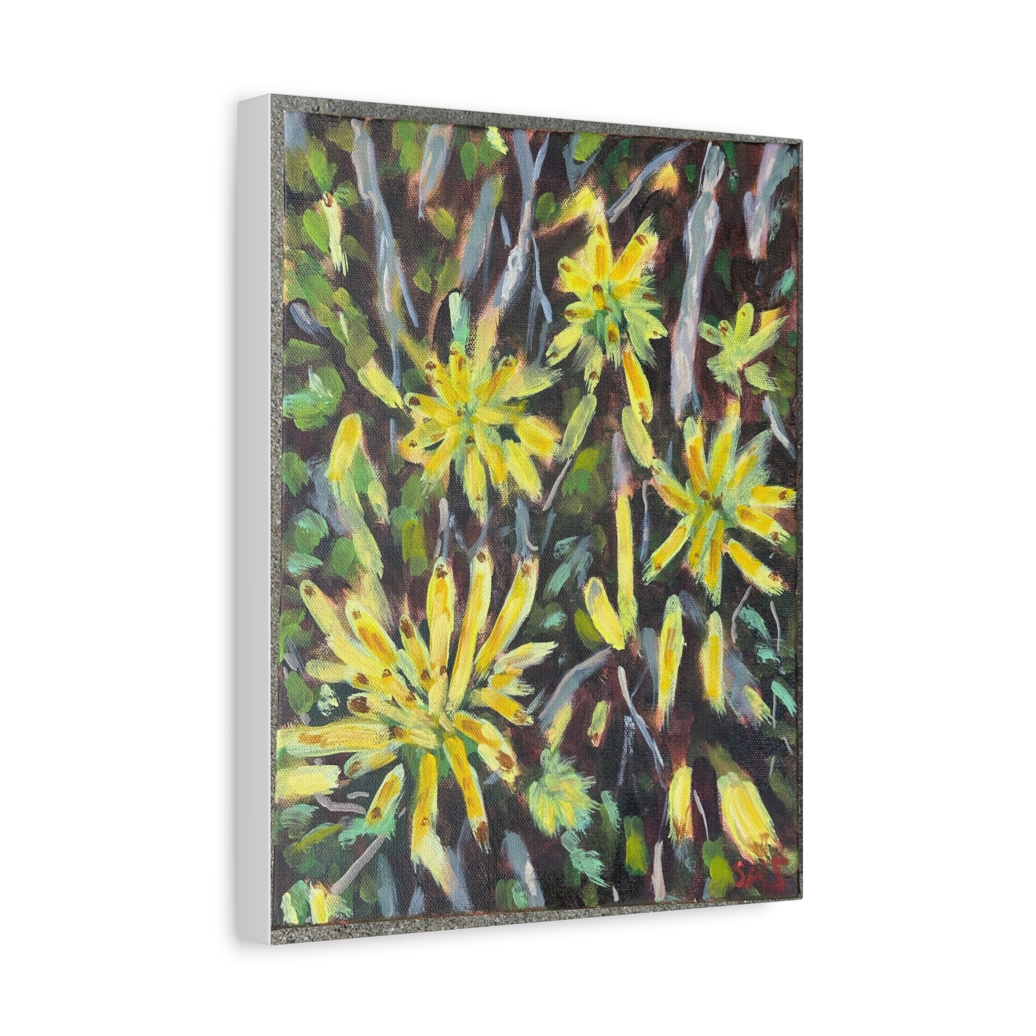 Yellow Fireworks Flowers Canvas Print - Matte Stretched Wall Art