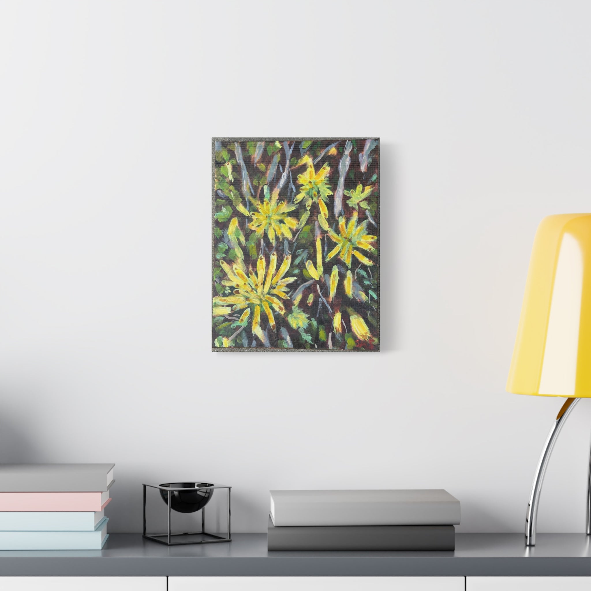Yellow Fireworks Flowers Canvas Print - Matte Stretched Wall Art