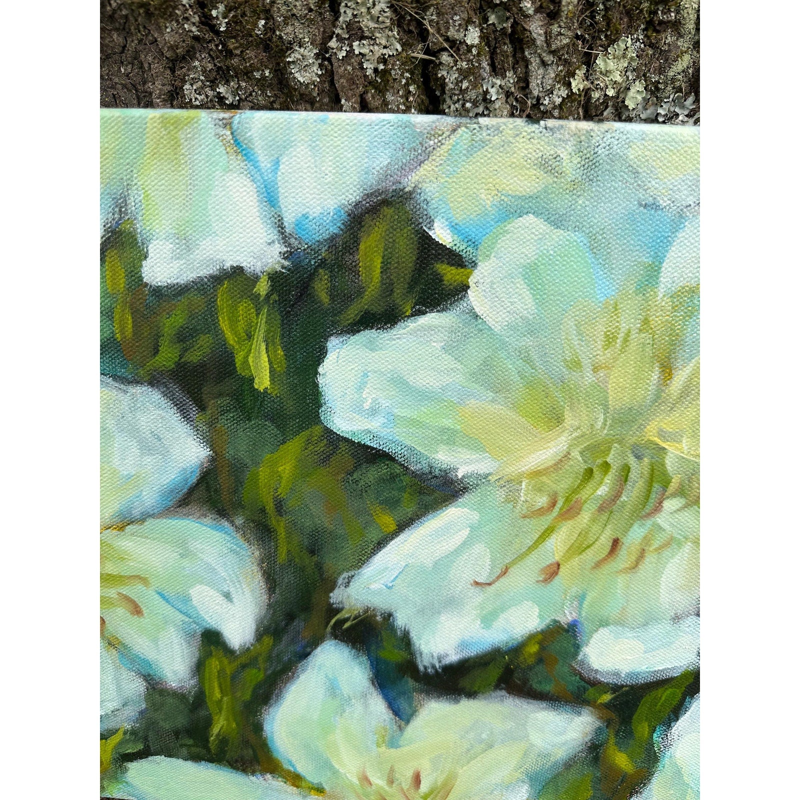Original Oil Painting 'Casablanca Lilies Study #1' 11X14 inches Gallery Wrapped Canvas Abstract Floral Signed