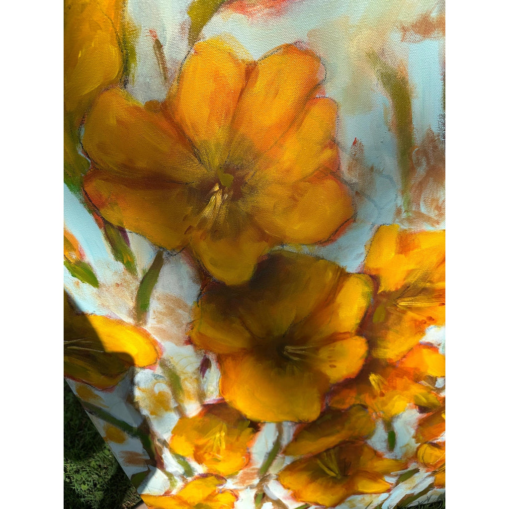 Original Oil Painting Abstract Floral Day Lilies Wall Art Decor 24X36 Inches OOAK