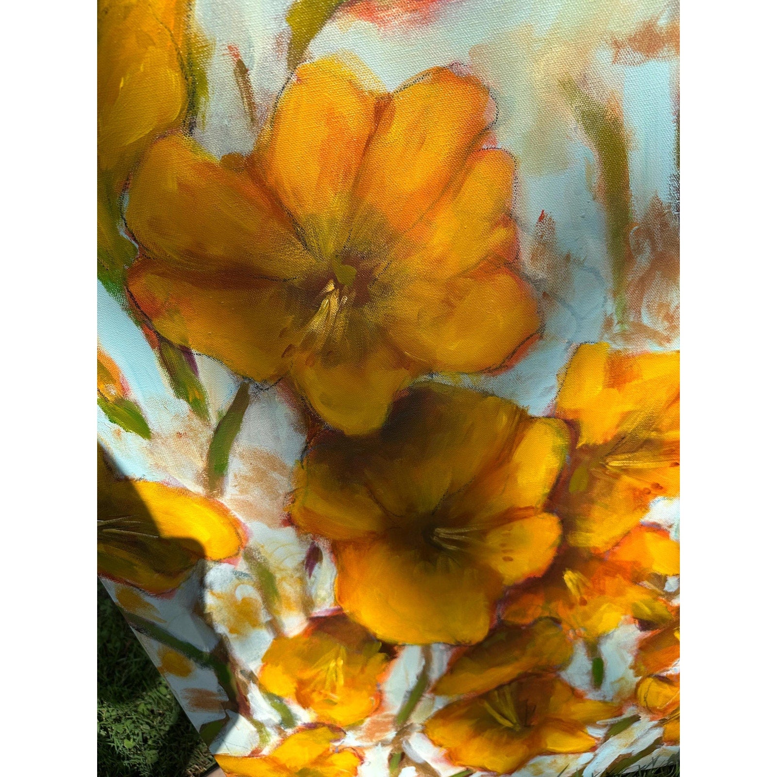 Original Oil Painting Abstract Floral Day Lilies Wall Art Decor 24X36 Inches OOAK