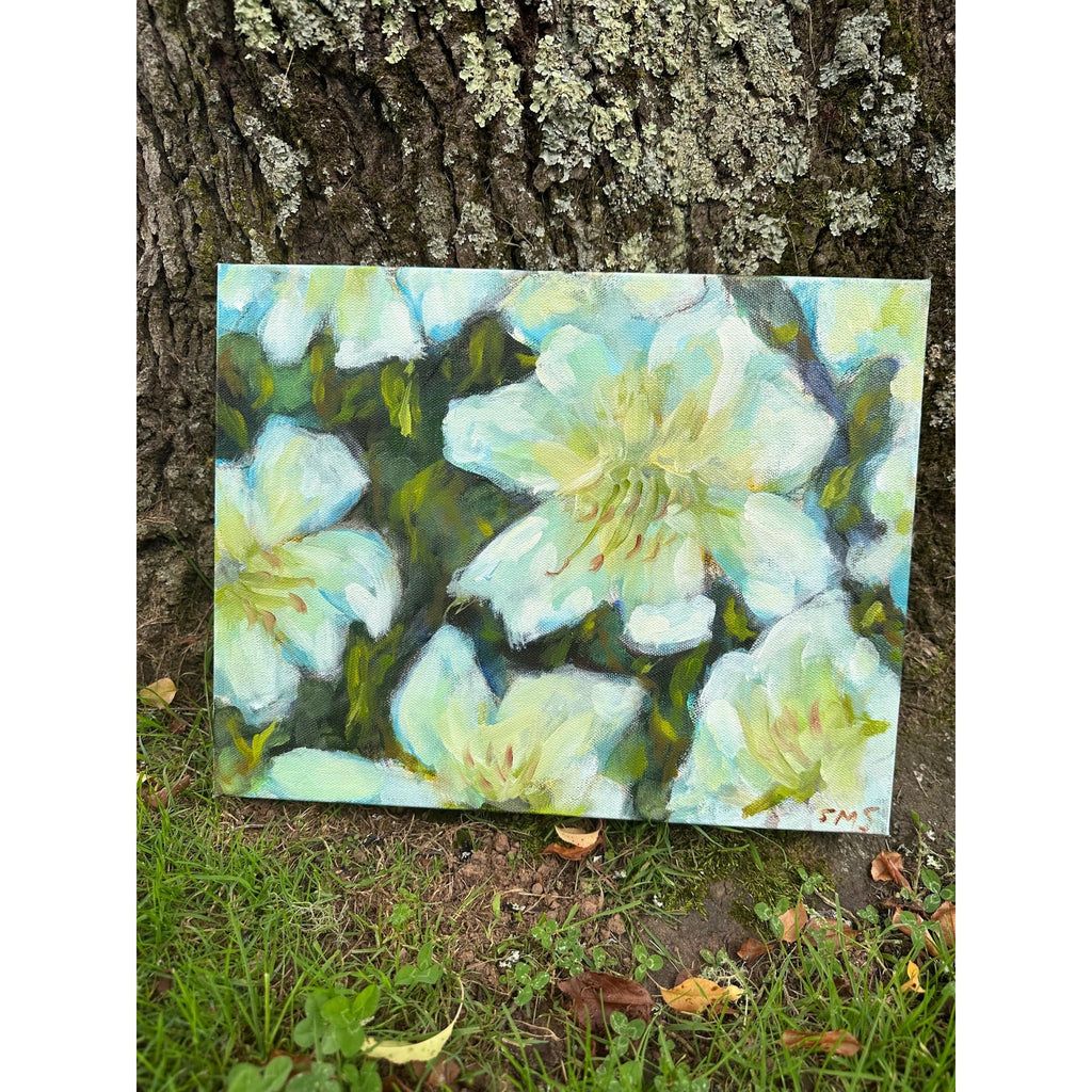 Original Oil Painting 'Casablanca Lilies Study #1' 11X14 inches Gallery Wrapped Canvas Abstract Floral Signed