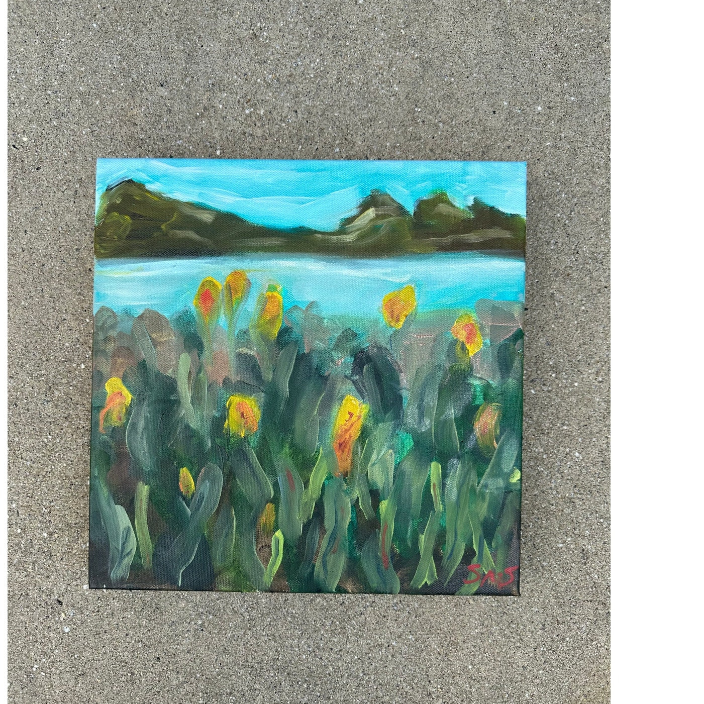 OOAK Original Oil on Canvas 'Applauding the Sun, Part I' 12X12 inches