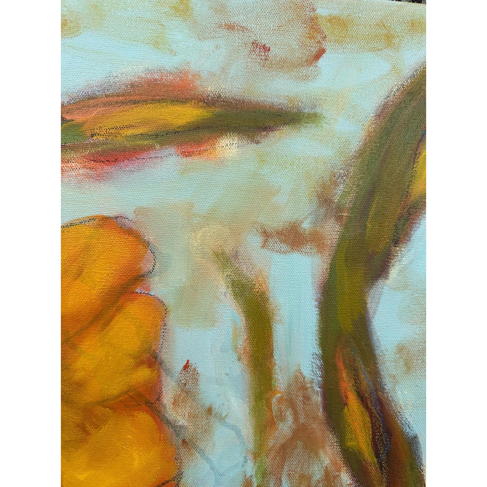 Original Oil Painting Abstract Floral Day Lilies Wall Art Decor 24X36 Inches OOAK