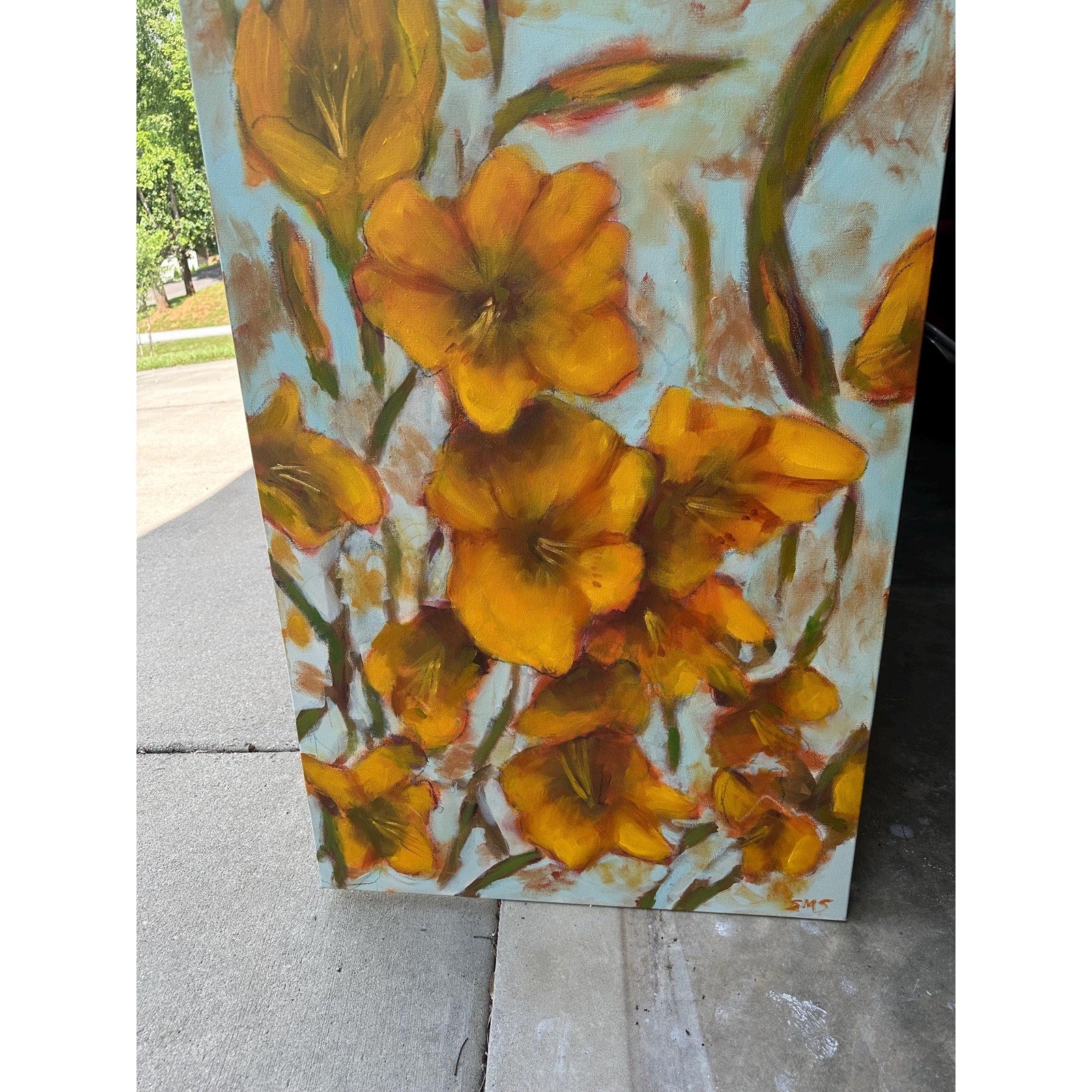 Original Oil Painting Abstract Floral Day Lilies Wall Art Decor 24X36 Inches OOAK