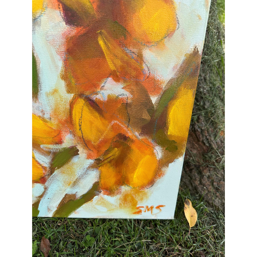 Original Oil Painting Abstract Floral Day Lilies Wall Art Decor 24X36 Inches OOAK
