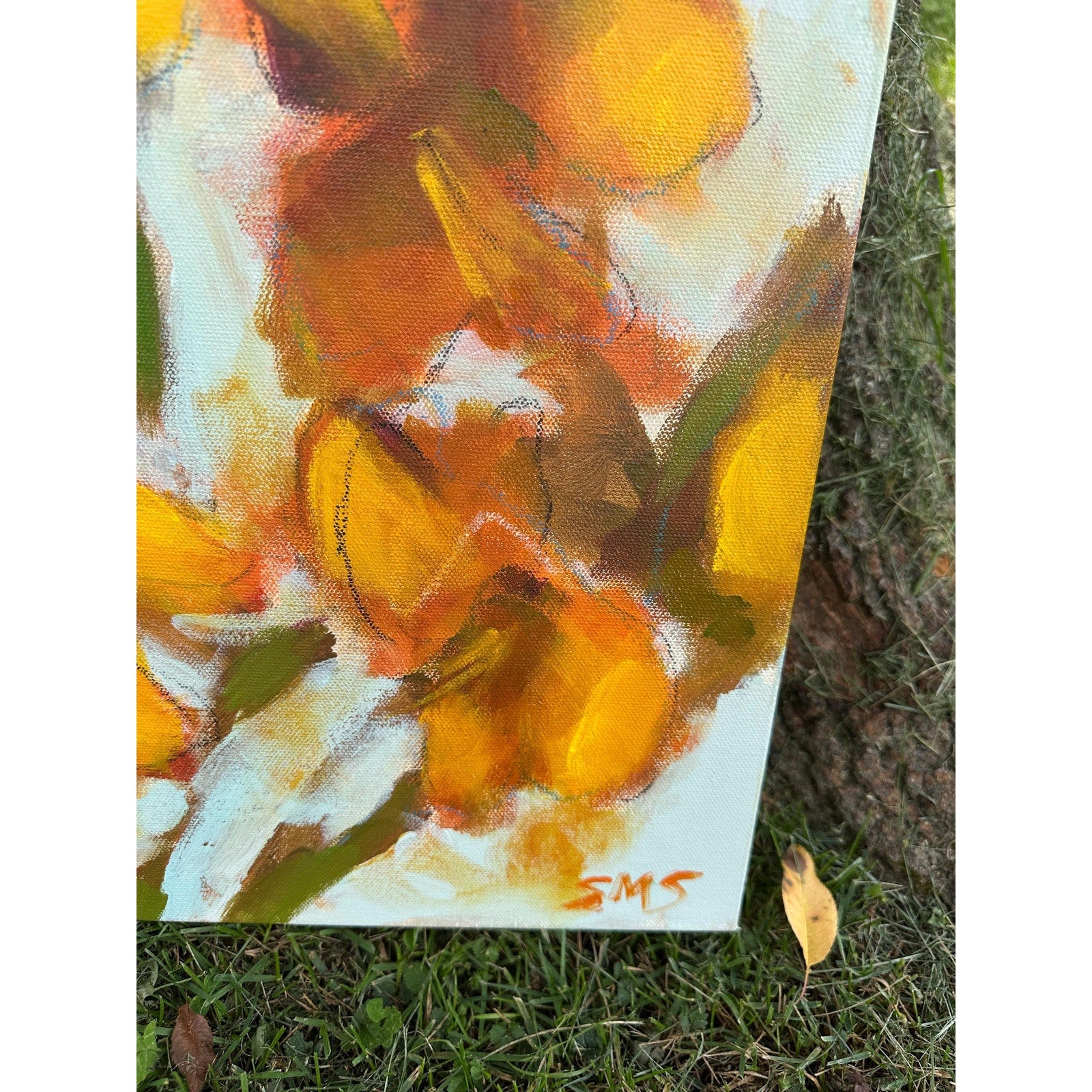 Original Oil Painting Abstract Floral Day Lilies Wall Art Decor 24X36 Inches OOAK