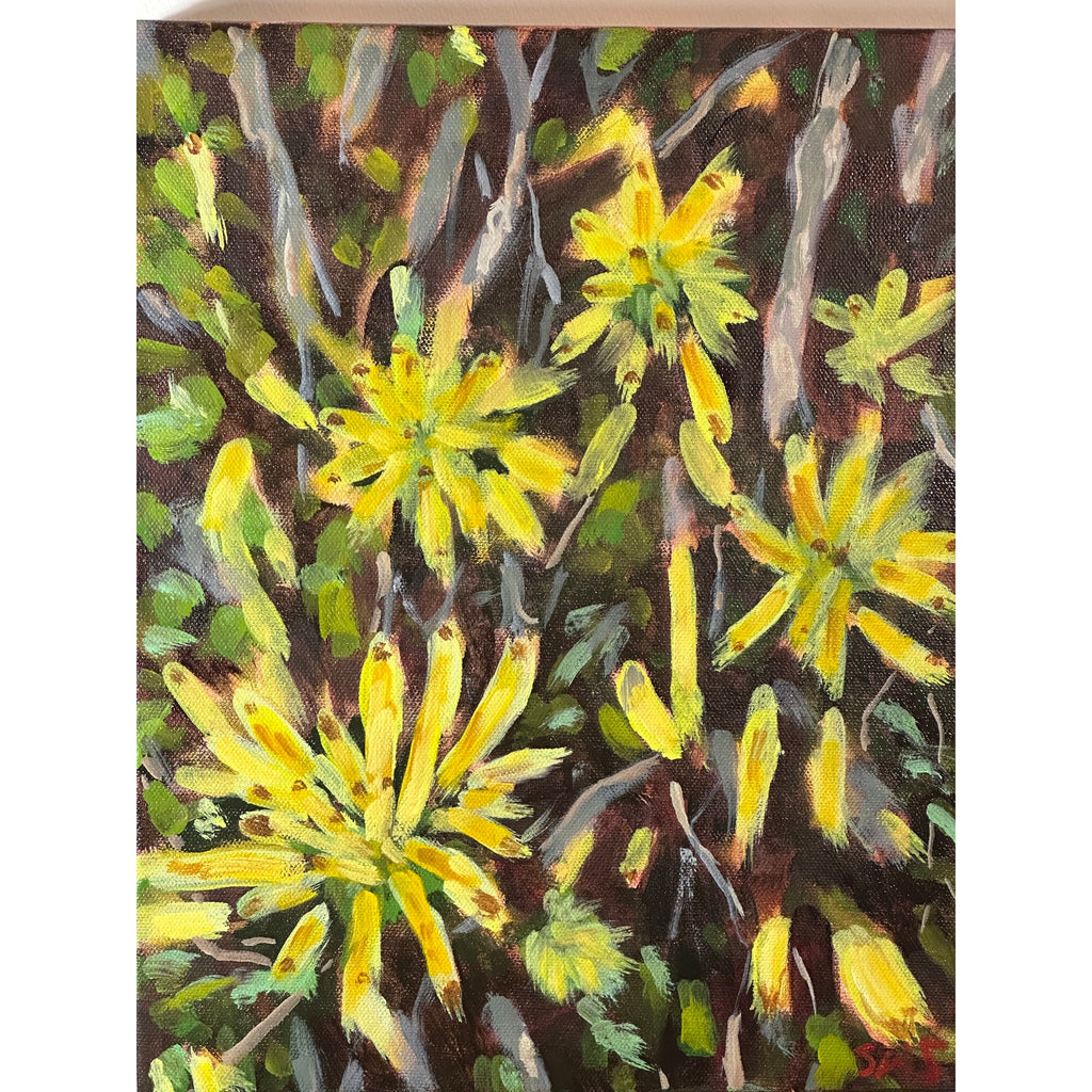 Original Oil Painting 'Little Fireworks Flowers' 11X14 inches on Gallery Wrapped Canvas