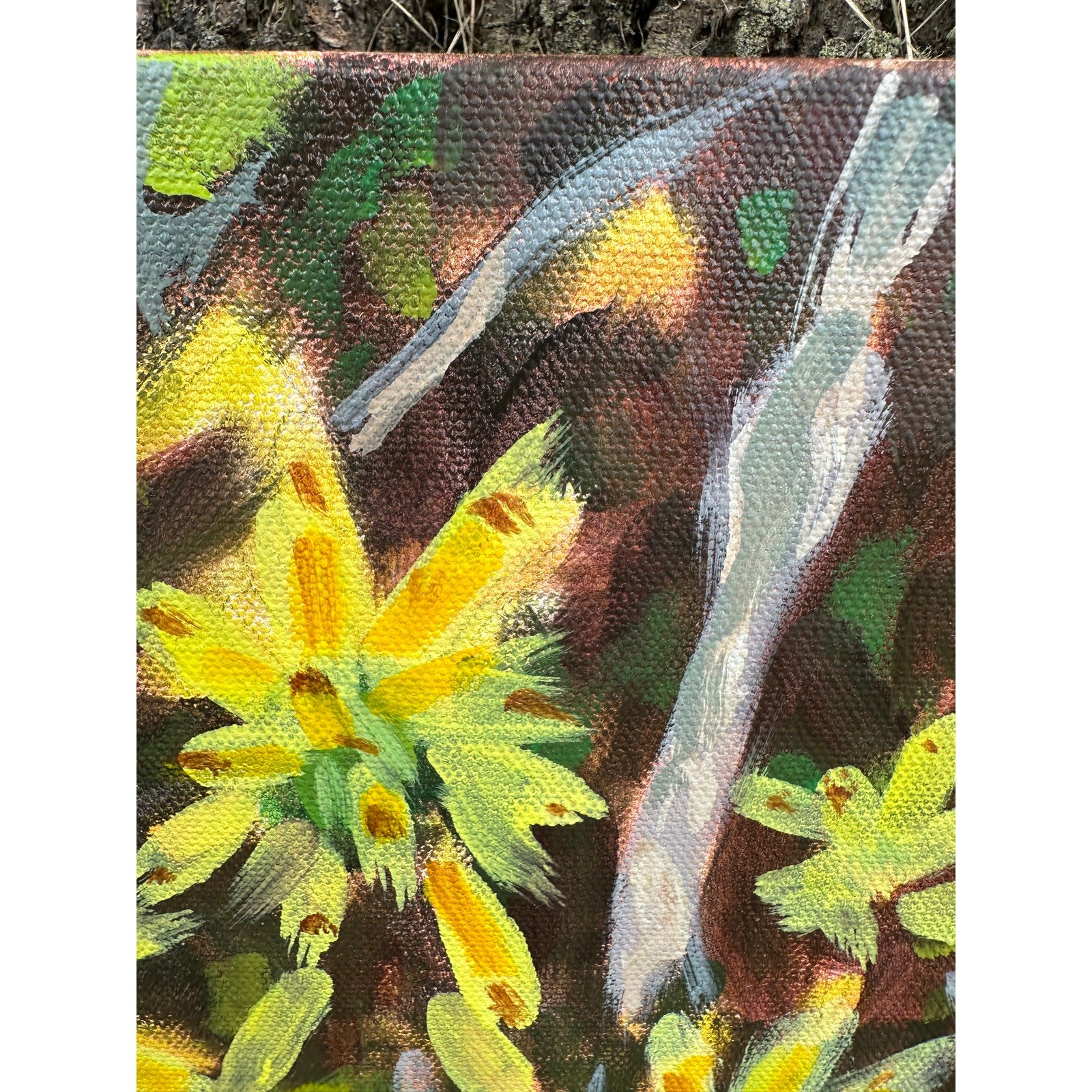 Original Oil Painting 'Little Fireworks Flowers' 11X14 inches on Gallery Wrapped Canvas