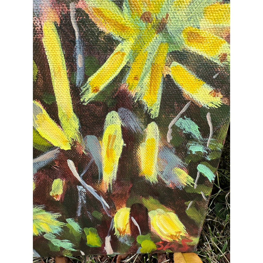 Original Oil Painting 'Little Fireworks Flowers' 11X14 inches on Gallery Wrapped Canvas