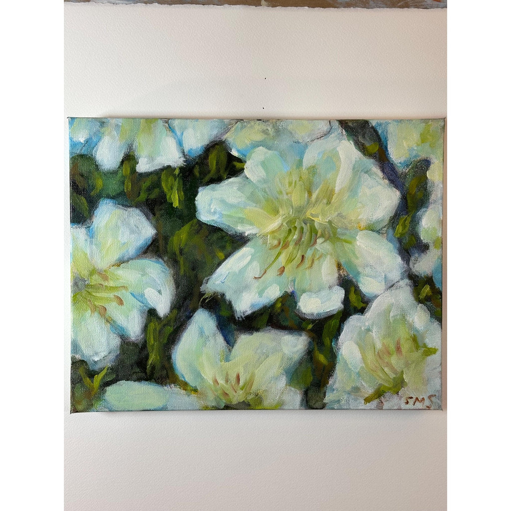 Original Oil Painting 'Casablanca Lilies Study #1' 11X14 inches Gallery Wrapped Canvas Abstract Floral Signed