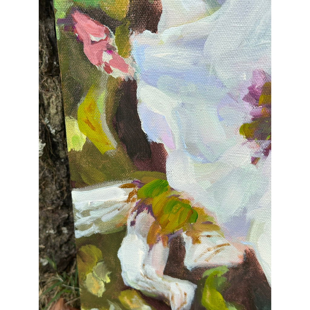 Original Oil Painting 'Waiting for Dusk' 14X18 inches on Gallery Wrapped Canvas
