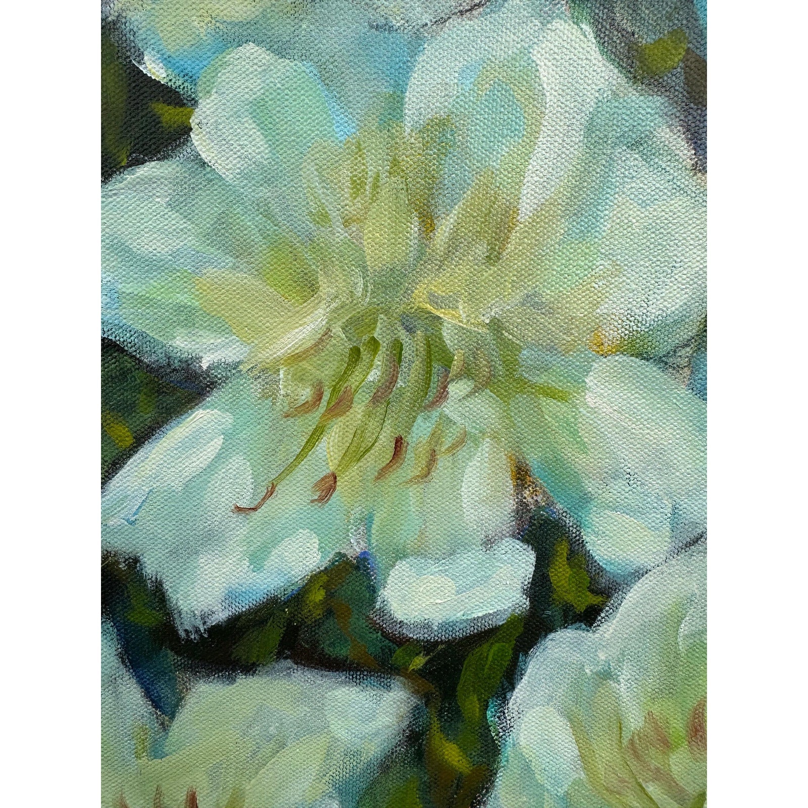Original Oil Painting 'Casablanca Lilies Study #1' 11X14 inches Gallery Wrapped Canvas Abstract Floral Signed