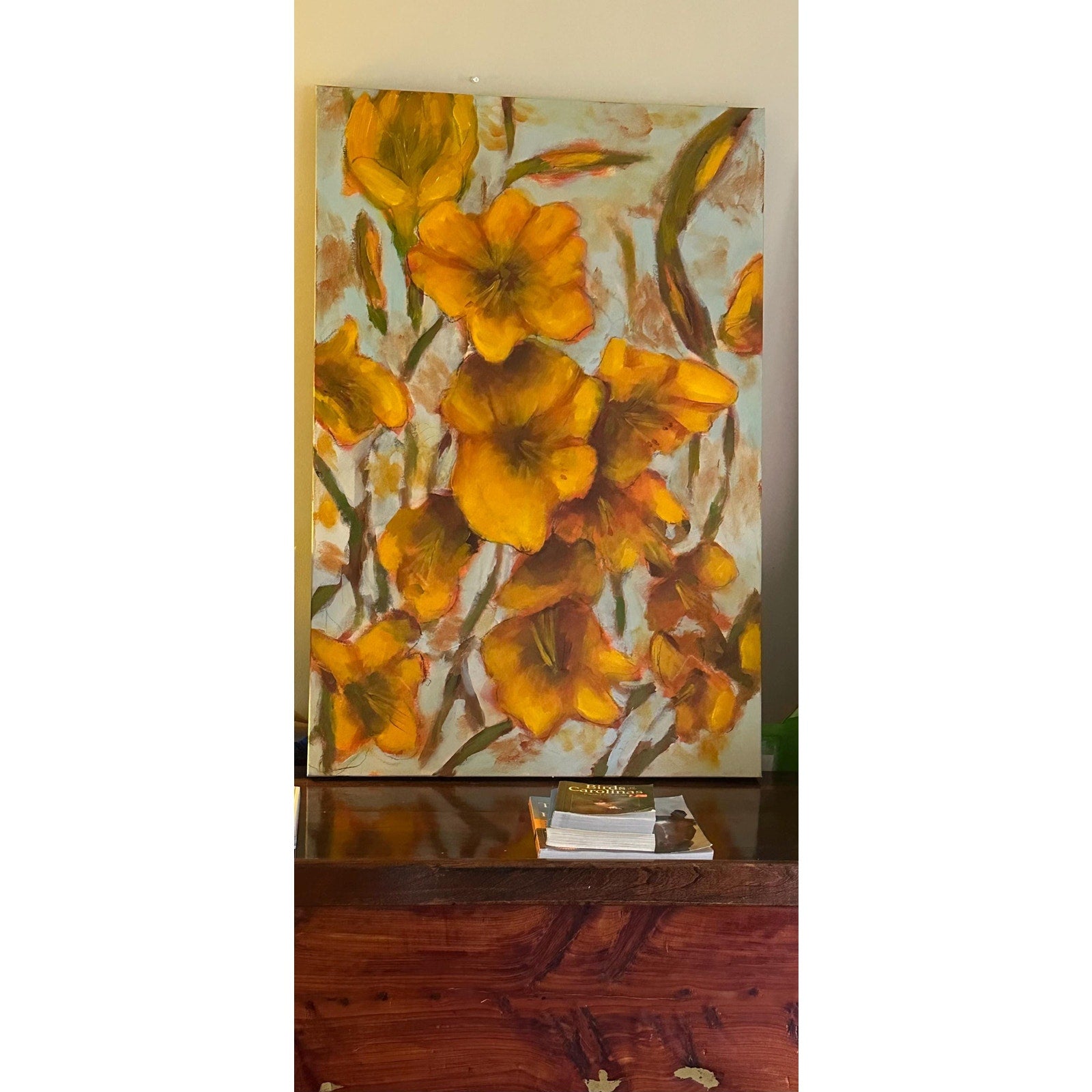 Original Oil Painting Abstract Floral Day Lilies Wall Art Decor 24X36 Inches OOAK