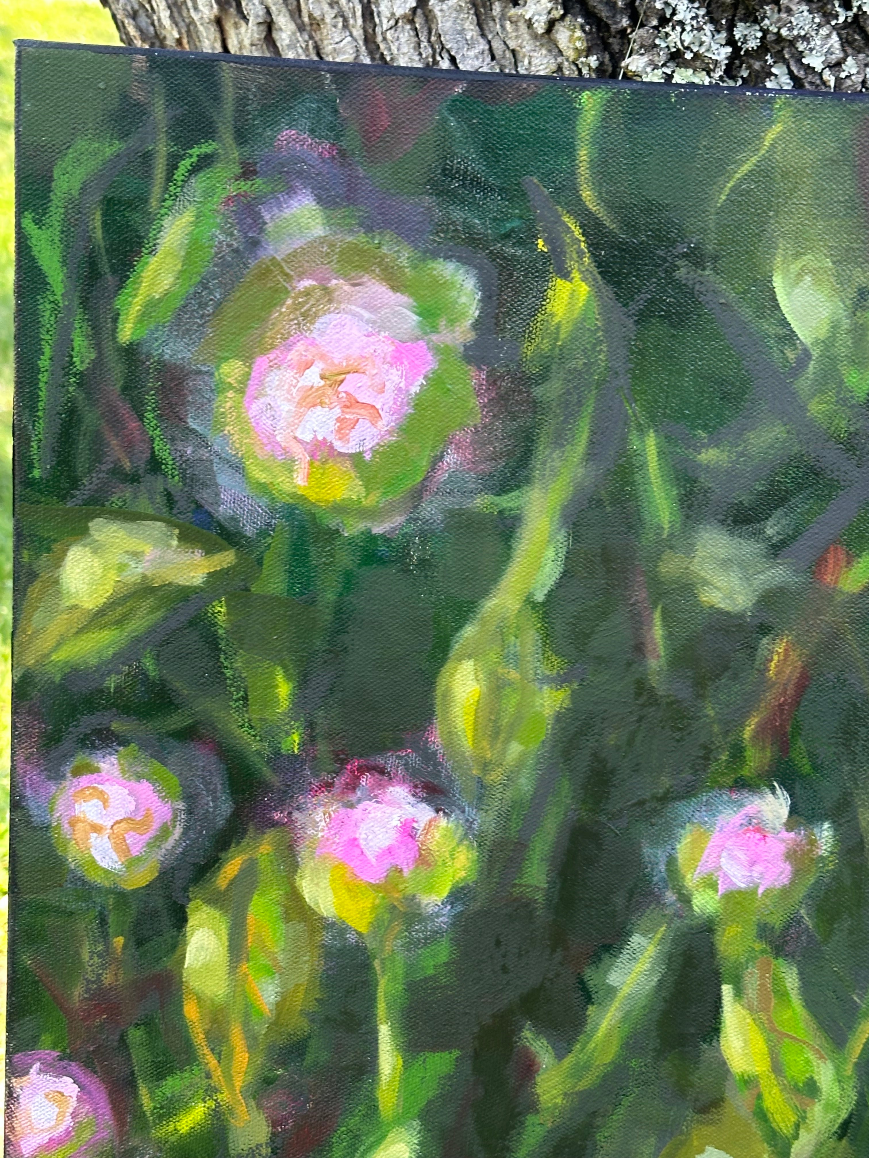 Original Oil Painting 'Dancing Peonies I' 18X24 Inches on Gallery-Wrapped Canvas