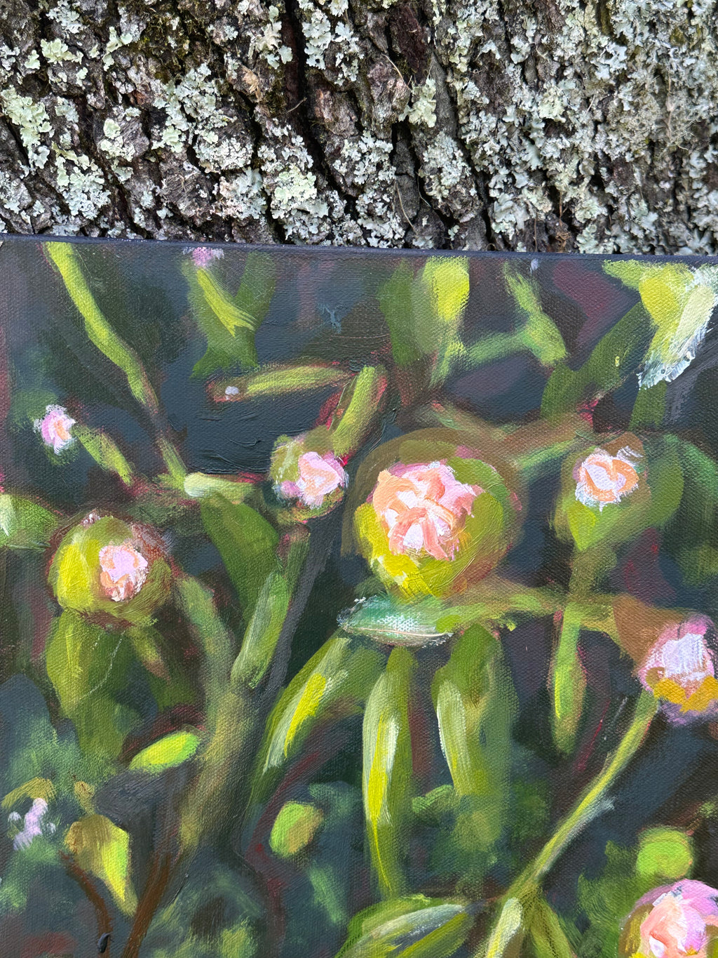Original Oil Painting 'Dancing Peonies II' 18X24 Inches on Gallery-Wrapped Canvas