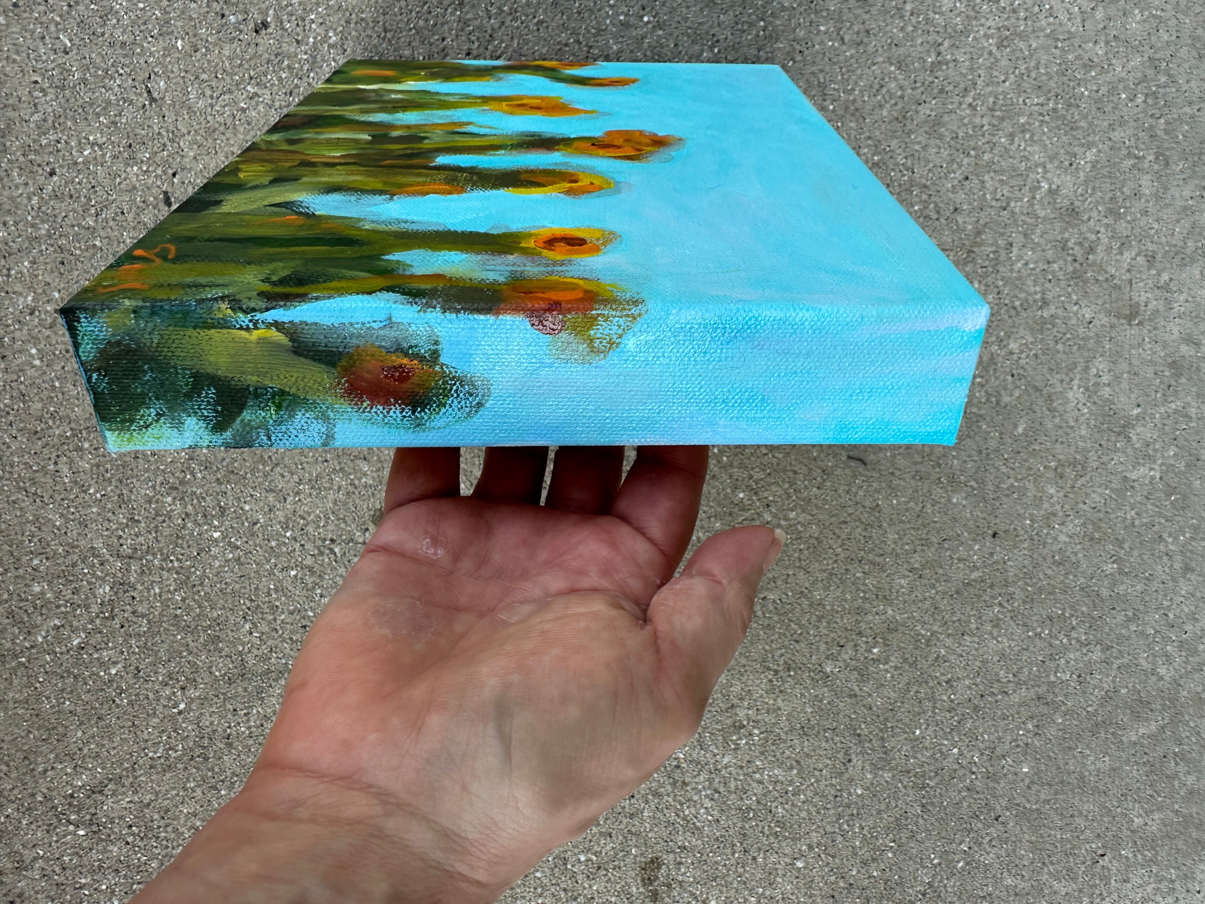 Original Oil Painting on Gallery Wrapped Canvas 'Lilies Sunning on Lake Sinclair #1' 8X10 inches