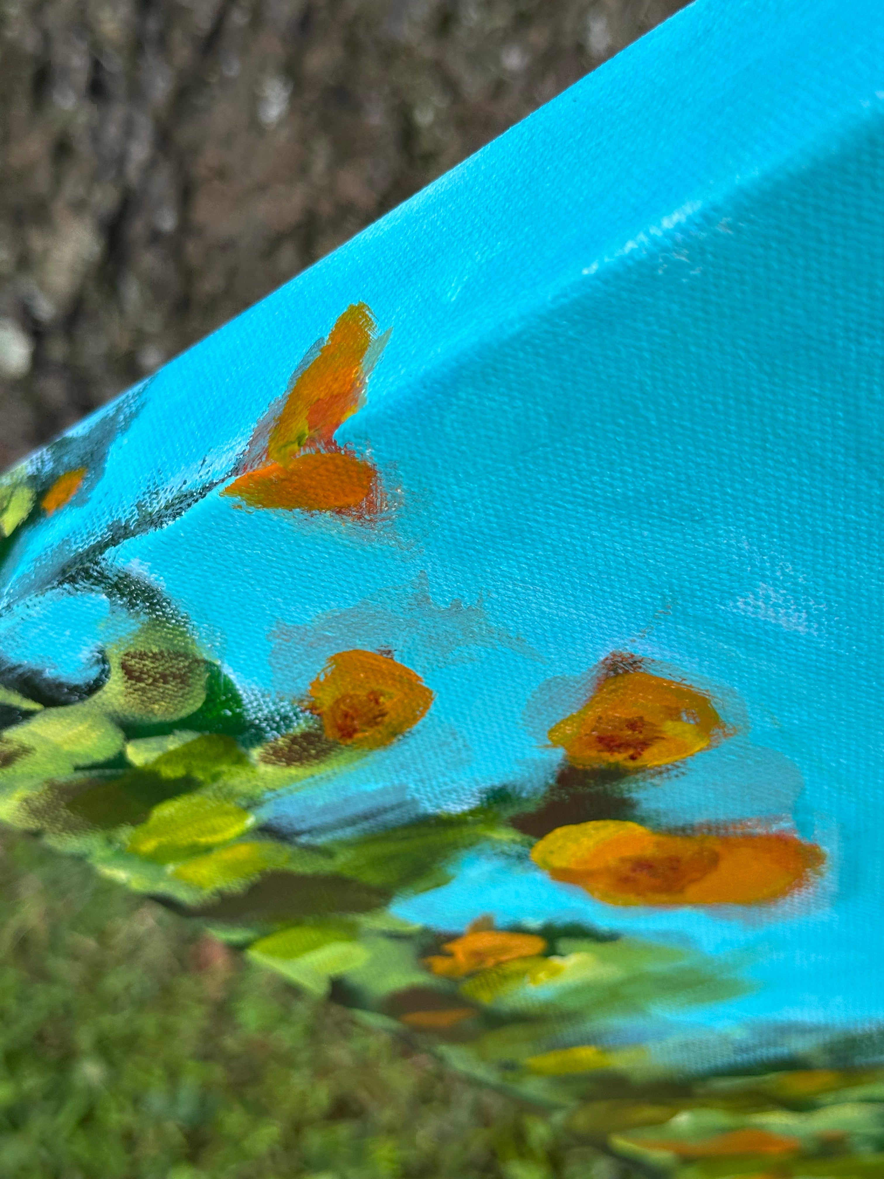 Original Oil Painting 'Lilies Sunning on Lake Sinclair III' 8X10 Inches on Gallery-Wrapped Canvas