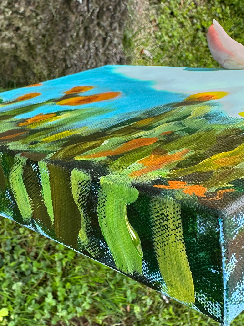 Original Oil Painting 'Lilies Sunning on Lake Sinclair III' 8X10 Inches on Gallery-Wrapped Canvas