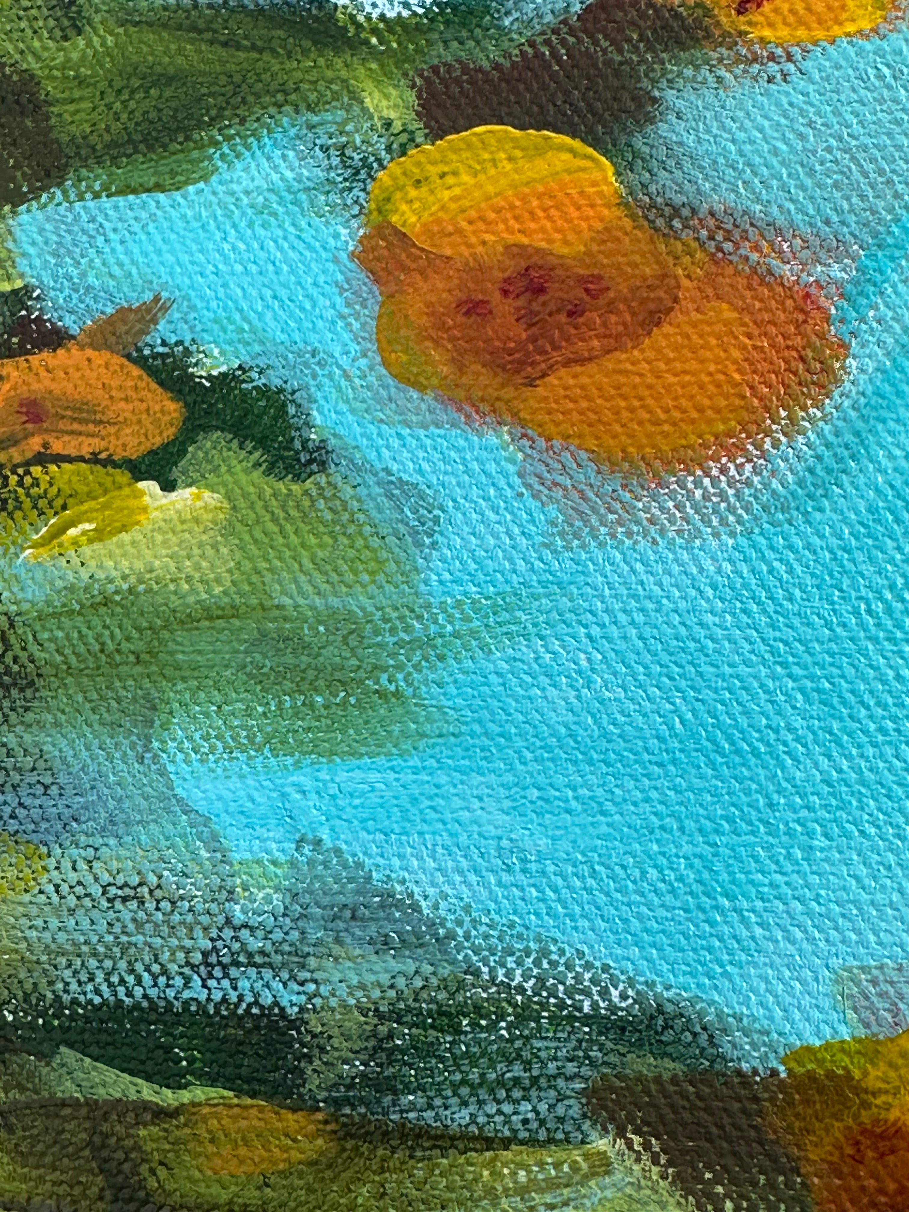 Original Oil Painting 'Lilies Sunning on Lake Sinclair III' 8X10 Inches on Gallery-Wrapped Canvas