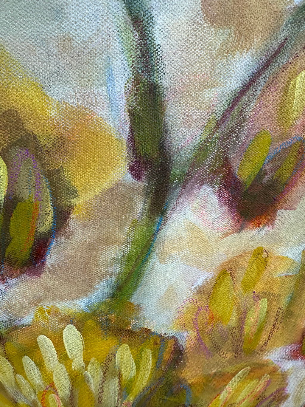 Original Oil Painting of Yellow Football Mums, 24 X 24 Inches
