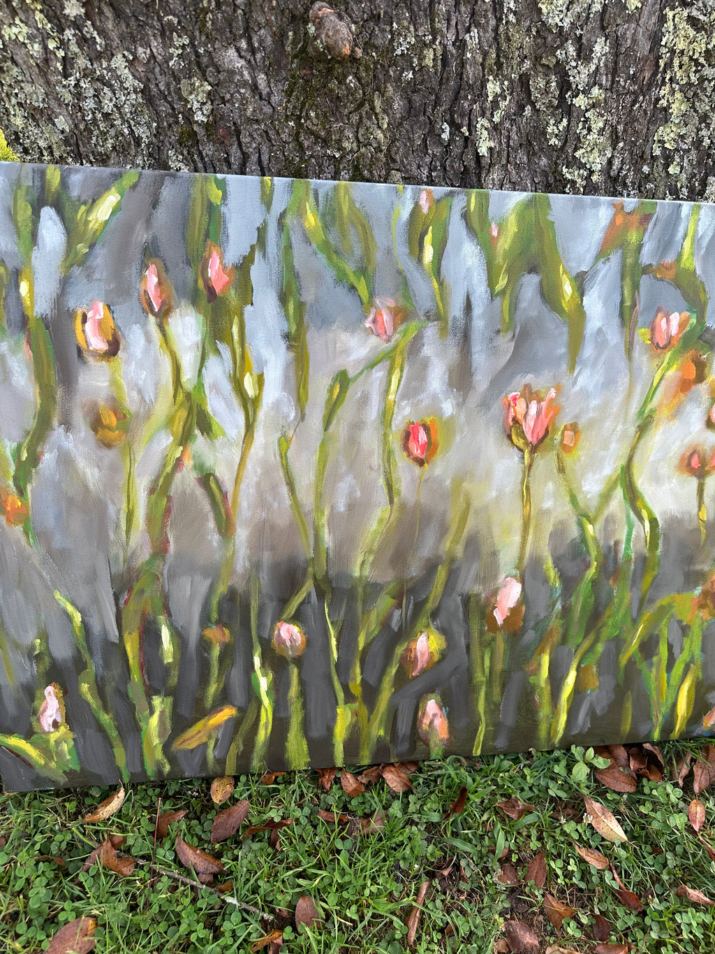 Original Oil Painting, 'Blooming into the Dusk', 24x36 inches