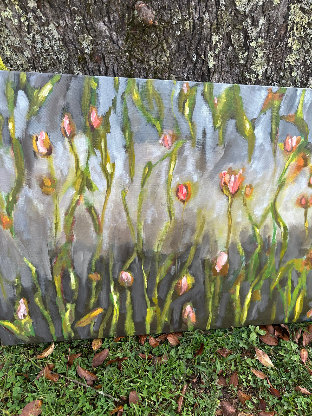 Original Oil Painting, 'Blooming into the Dusk', 24x36 inches