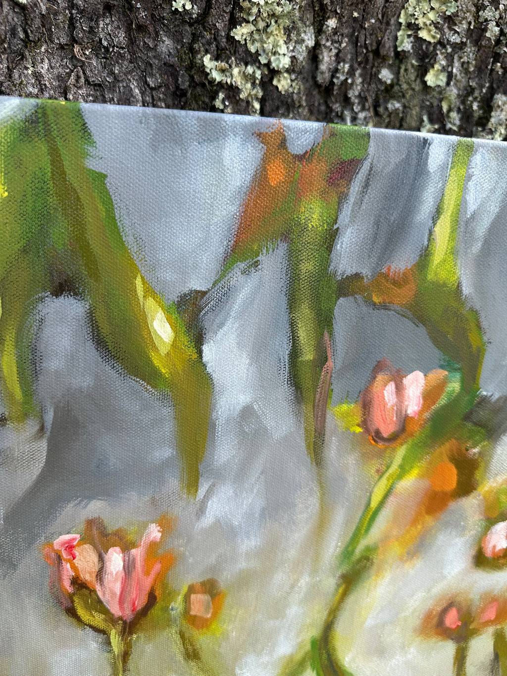 Original Oil Painting, 'Blooming into the Dusk', 24x36 inches