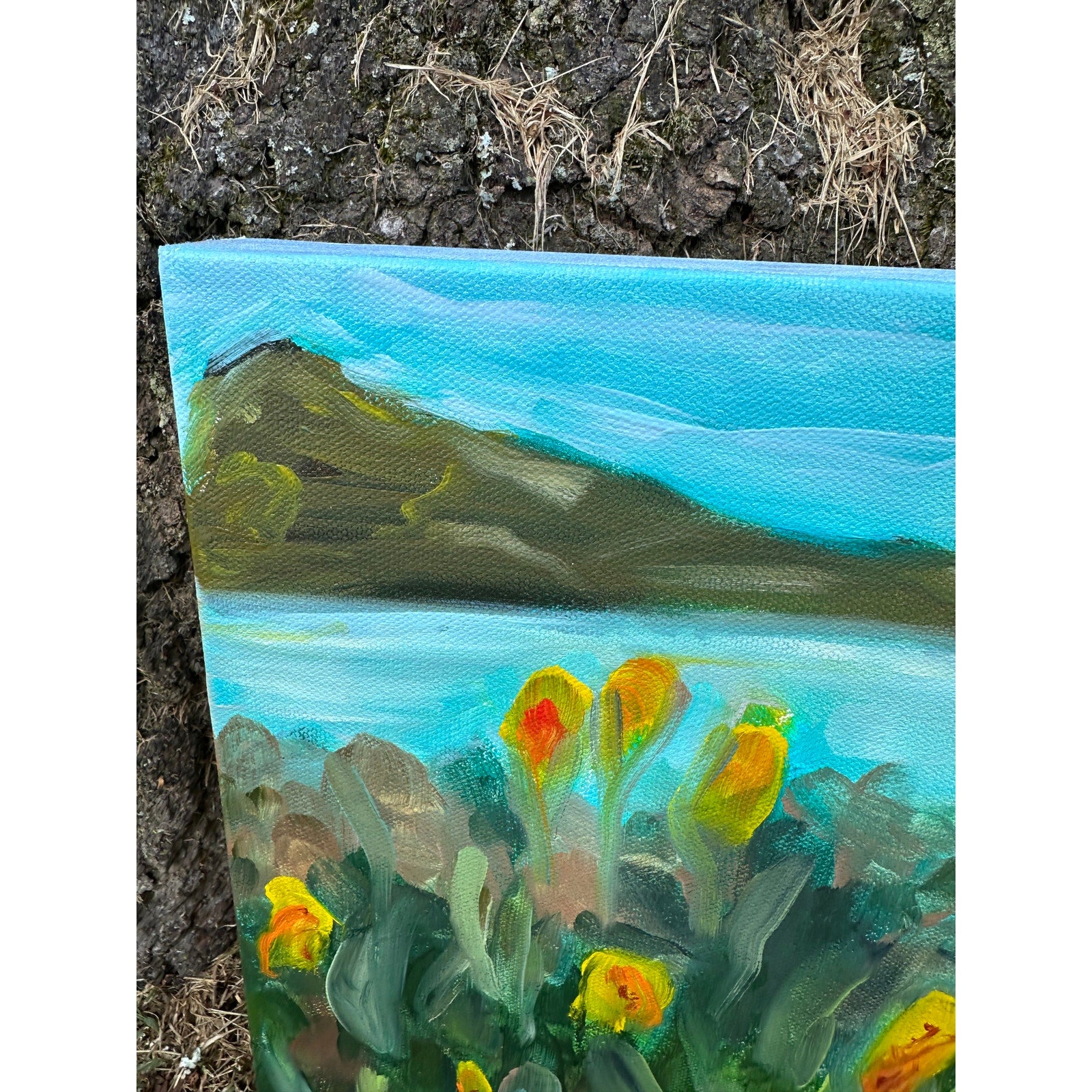 OOAK Original Oil on Canvas 'Applauding the Sun, Part I' 12X12 inches