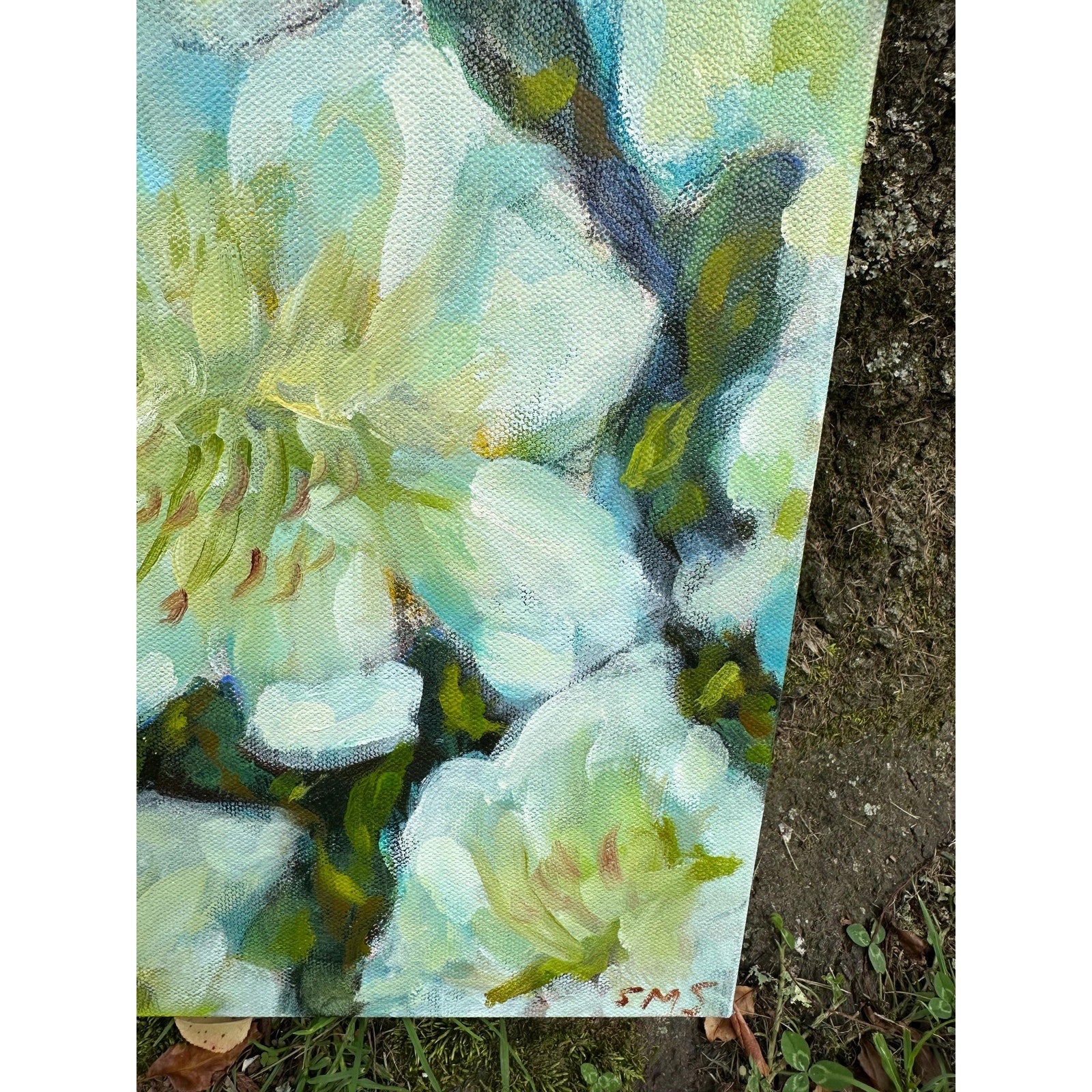Original Oil Painting 'Casablanca Lilies Study #1' 11X14 inches Gallery Wrapped Canvas Abstract Floral Signed