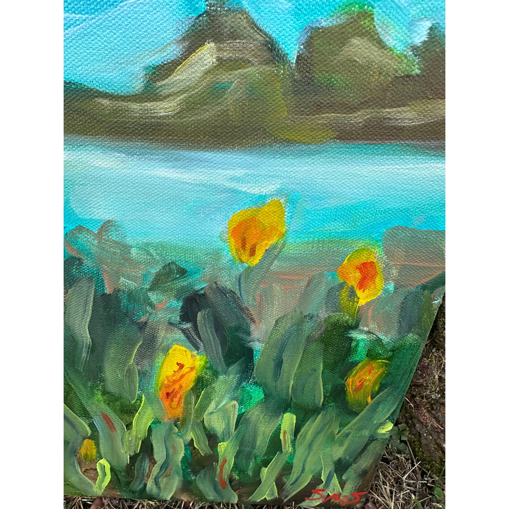 OOAK Original Oil on Canvas 'Applauding the Sun, Part I' 12X12 inches