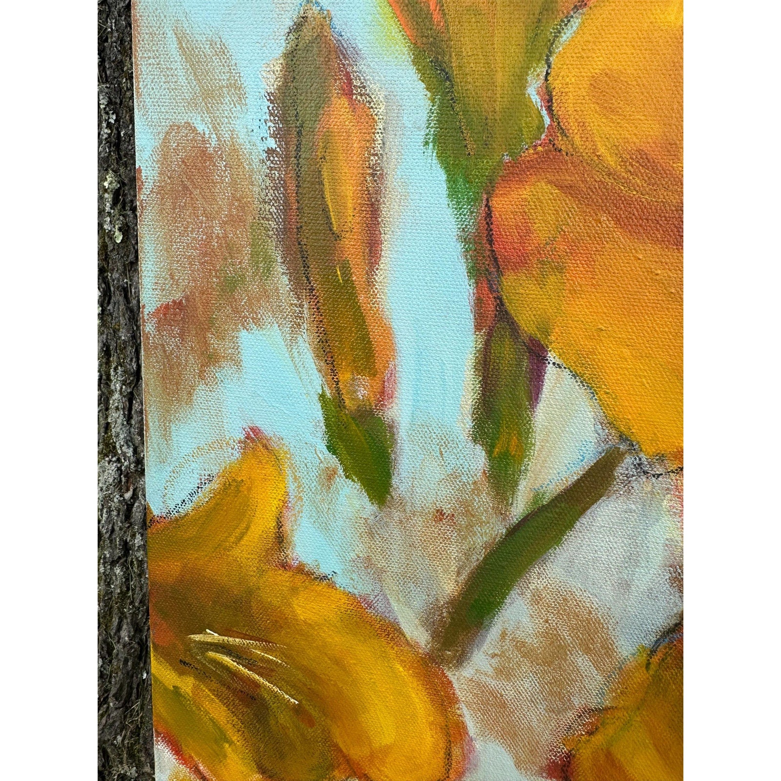 Original Oil Painting Abstract Floral Day Lilies Wall Art Decor 24X36 Inches OOAK